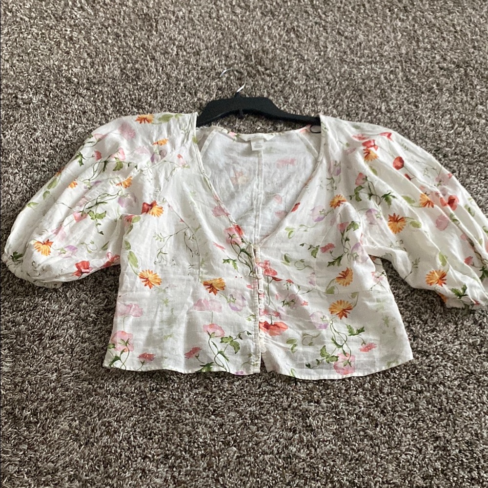 Floral White Blouse